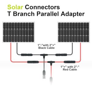 JXMXRPV Solar Connector T/Y Branch Parallel Adapter Cable (10AWG), 4 Pairs Tool-Free 1 to 2 Solar Panel Connectors Extension Cable Plug Tool Wire Kit for Solar Panels (4 Pair M/FF and F/MM)