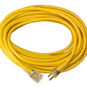 Yellow Jacket 2884 12/3 Heavy-Duty 15-Amp SJTW Contractor Extension Cord with Lighted Ends Ideal for Heavy Duty Equipment and Tools Durable Clear Molded Plugs High Gloss Yellow Jacket 50-Feet