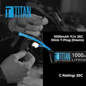 Titan Lithium Polymer (LiPo) Airsoft Battery | 1000mAh 11.1v Stick- T-Plug(Deans) | Fast Trigger Response | Made in The USA