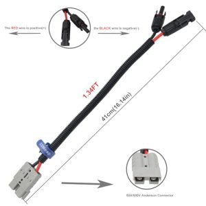 COMeap Solar Panel Connector for Anderson 10AWG, Compatible with MC-4 to 50A/600V Anderson Adapter Plug Charge Extension Cable for Solar Generator Inverter Battery Pack Charger Kit 1.34ft(0.41m)