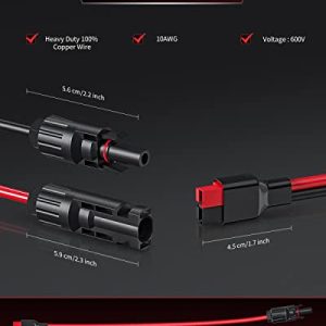 RANDPOW 10AWG Solar Panel Cable Connector to Anderson Power Pole Adapter, Solar Connectors Extension Cable Compatible with Anderson Power Pole Solar Panel for Solar Generator Power Station