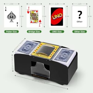 YUCEEN Automatic Card Shuffler 1/2 Decks,Battery Operated Electric Playing Card Shuffler for UNO,Casino Card Game,Poker,Phase 10,Blackjack,Texas Hold'em,Home Card Games