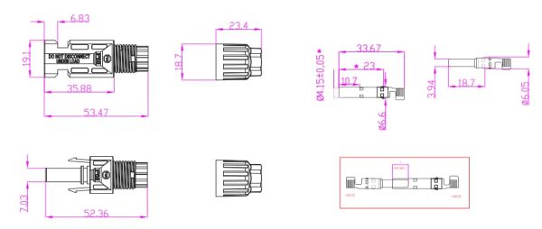 Tynoscco MC4 Connector Solar Panel Connector IP67 Waterproof Solar Panel Cable Connectors for Cable 2.5/4/6mm² 30A 1000V Male/Female 5Pack