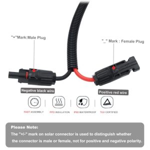 COMeap Solar Panel Connector for Anderson 10AWG, Compatible with MC-4 to 50A/600V Anderson Adapter Plug Charge Extension Cable for Solar Generator Inverter Battery Pack Charger Kit 1.34ft(0.41m)