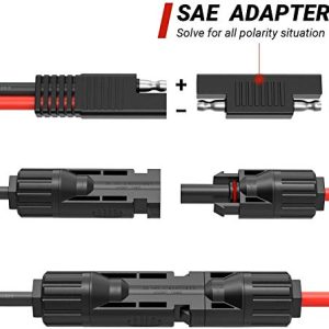 Solar Panel to SAE Adapter Compatible with MC4 Solar Connector Solar Extension Cable 10AWG Easy Connection to SAE Solar Panels Battery Charger Kit for RV with SAE to SAE Polarity Reverse Adapters