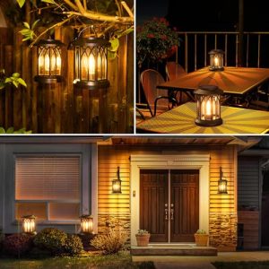 WdtPro Solar Lanterns Outdoor Hanging 4 Pack, Upgraded Bright Solar Lantern Lights Outdoor Waterproof, Solar Powered Lantern Over 12Hrs Solar Lights for Outside Garden Yard Patio Decor (Warm Light)