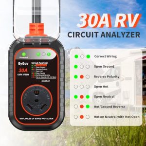 EyGde RV Surge Protector 30 Amp, RV Circuit Analyzer with Waterproof Cover, RV accessories Power Voltage Protection Guard for Camper Travel Trailers