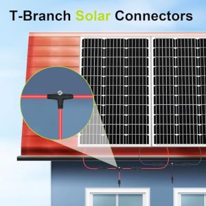 JXMXRPV Solar Connector T/Y Branch Parallel Adapter Cable (10AWG), 4 Pairs Tool-Free 1 to 2 Solar Panel Connectors Extension Cable Plug Tool Wire Kit for Solar Panels (4 Pair M/FF and F/MM)