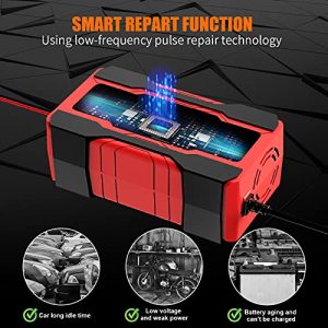 YONHAN Battery Charger 10-Amp 12V and 24V Fully-Automatic Smart Car Battery Charger, Battery Maintainer Trickle Charger, and Battery Desulfator with Temperature Compensation