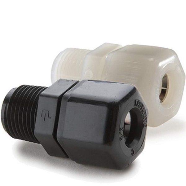 Parker Hannifin P4MC2-pk10 Fast & Tite Male Connector Fitting, Polypropylene, 1/4" Compression Tube x 1/8" Male NPTF, Black (Pack of 10)