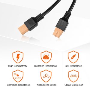 DOKIO XT60 Extension Cable 19.7 ft (6 m) for Flex Solar Panel Extension Setup with Male and Female Connectors