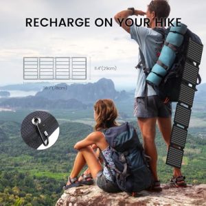 NURZVIY 30W Foldable Portable Solar Charger, Backpacking Solar Panel IP67 Water and Dust Resistance, PD3.0 QC3.0 Ultra-Fast Charging, Charges 3 Devices at Once, for Outdoor Camping Hiking