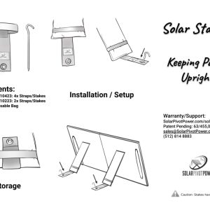 Solar Stakes - Anchor Portable Solar Panels with Seamless Add-on, Heavy Duty Strap with Hook/Loop and Elastic, 7" Aluminum Stake, Prevents Wind Tipping (Quad Kickstand Portable Solar Panel)