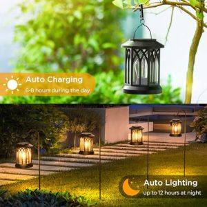 WdtPro Solar Lanterns Outdoor Hanging 4 Pack, Upgraded Bright Solar Lantern Lights Outdoor Waterproof, Solar Powered Lantern Over 12Hrs Solar Lights for Outside Garden Yard Patio Decor (Warm Light)