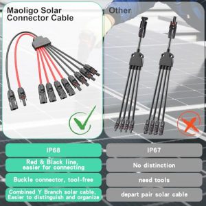 Maoligo Solar Connectors Cable for 4 Solar Panels, Parallel 10AWG Solar Panel Connectors Y Branch Adapter Tool-free (FMMMM/MFFFF)