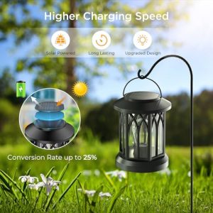 WdtPro Solar Lanterns Outdoor Hanging 4 Pack, Upgraded Bright Solar Lantern Lights Outdoor Waterproof, Solar Powered Lantern Over 12Hrs Solar Lights for Outside Garden Yard Patio Decor (Warm Light)