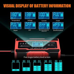 YONHAN Battery Charger 10-Amp 12V and 24V Fully-Automatic Smart Car Battery Charger, Battery Maintainer Trickle Charger, and Battery Desulfator with Temperature Compensation