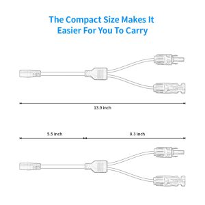 XTAR Solar Panel Connectors 1Ft Work for M C4 to DC7909 8MM Cable 14 AWG for Portable Backup Power Station Solar Generator SP100 Portable Solar Panel