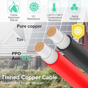 Maoligo Solar Connectors Cable for 4 Solar Panels, Parallel 10AWG Solar Panel Connectors Y Branch Adapter Tool-free (FMMMM/MFFFF)