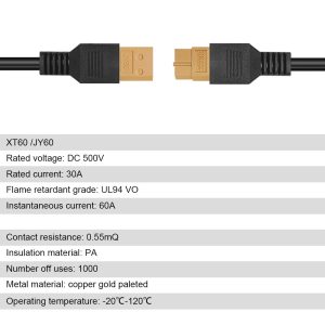 DOKIO XT60 Extension Cable 19.7 ft (6 m) for Flex Solar Panel Extension Setup with Male and Female Connectors