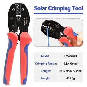 Solsop Solar Crimping Tool Kit for Solar Panel Cable 14-10 AWG with Wire Stripper, 10 Pairs Connectors, 2 Pair Solar Connector Spanner Wrench