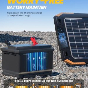 TogoPOWER 12V Solar Battery Charger Maintainer, Built-in MPPT, IP67 Waterproof Trickle Charger for Car Marine RV Trailer, Solar Panel Charger for Outdoor Camping