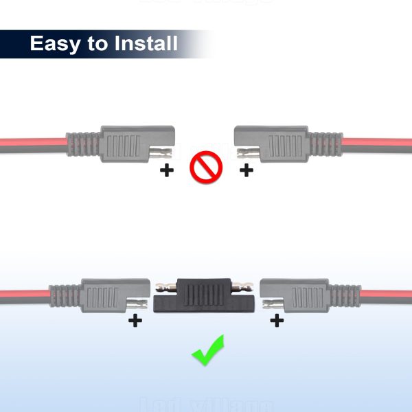 Ledvillage SAE Connector Solar SAE Polarity Reverse Adapter Connectors for SAE to SAE Quick Disconnect Extension Cable for Solar Panel Battery Power Charger and Maintainer - 10 Packs