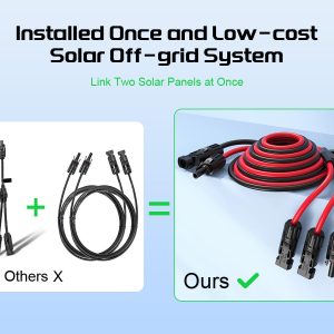 Bateria Power 30A Y-Branch Solar Connectors 20FT 12AWG Extension Cable, Solar Cable Parallel Adaptor Solar Panel Wire in Pair with Female and Male Connectors for Solar Panel (1*M/FF+1*F/MM)