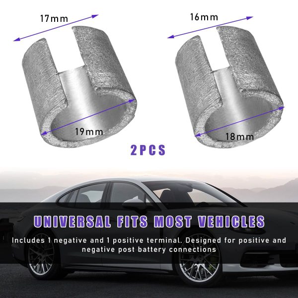 povtii 1 Pair Battery Post Shims, Battery Terminal Adapter for Positive & Negative Post, Lead Alloy Battery Terminal Converter Post Shims Anode Cathode Sleeves, Car Accessories