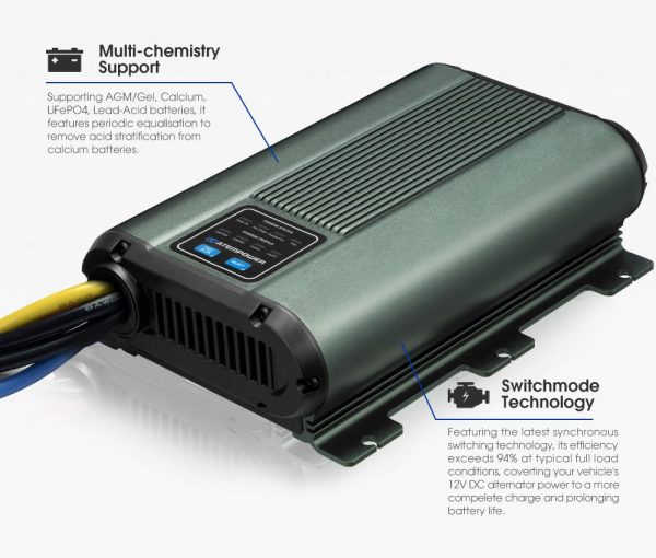 ATEM POWER 60A DC to DC Battery Charger with Anderson Plug Solar Input MPPT for AGM, Gel, Calcium, Lead Acid, LiFePO4 Batteries of 4WDs, RVs, Campers, Trailers Multi-Protection On-Board Charger