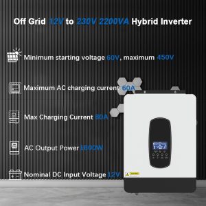 Y&H 1000W Solar Hybrid Inverter DC12V to AC230V, Off-Grid Pure Sine Wave Inverter with 40A MPPT Solar Charger Max PV 600W DC150V Input,fit for 12V Lead-Acid/Lithium Battery