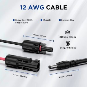 BigBlue Solar Panel Connector Work with MC-4 to DC Extension Cable 16AWG with DC 5.5mmx2.5mm Adapter for Cellpowa1000 Portable Power Station