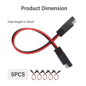 5PCS SAE Connectors Quick Disconnect Wire Harness,2 Pin SAE Plug with 14 Gauge Wire,Universal 13inch 12V SAE Battery Connector Car Accessories for Most Cars Motorcycles Boats (14 Gauge)