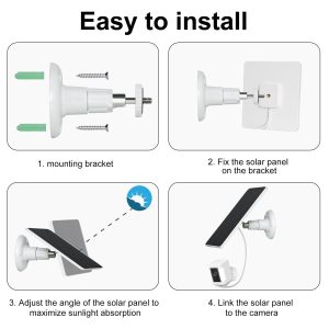 Solar Panel Charger Compatible Solar Panel Charger for Ring Camera 5W Camera Solar Panel Power Compatible with Ring Stick Up Cam Battery for Outdoor Surveillance and Camera Charging