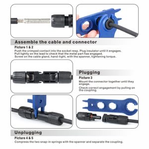 iCrimp Solar PV Panel Crimping Tool Kit, c/w Solar Connector Crimper works for AWG14-10,2.5/4/6mm², Solar Connectors, Wire Cable Cutter, Solar Spanner Wrench, All in One Oxford Bag