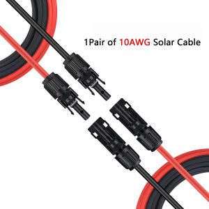 SGANGCAR Solar Extension Cable One Pair(40 Feet 10AWG) Solar Panel Cable with Female and Male Connectors(40FT Red + 40FT Black)