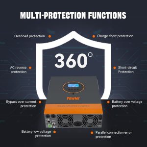 3200W Solar Inverter Charger 24V DC to 120V AC with 40A AC Charger, Pure Sine Wave Power Inverter 3200-Watt Bulit-in 60A MPPT Controller, Max.PV Input 108V, fit for Lead-Acid and Lithium Battery