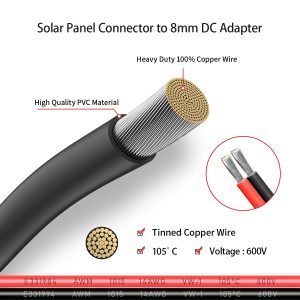 ELFCULB Solar Panel to DC 8MM Adapter,14AWG 2FT Solar Connector to DC 8MM Male Converter Cable with DC 5.5×2.5mm Converter for Portable Power Station Solar Generators