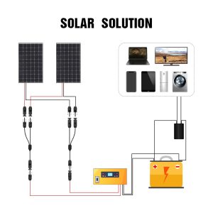 DaranEner Portable Power Station Solar Connectors, Y Branch Parallel PV Adapter Cable Wire, MC4 Solar Panel Connector(2*M/FF+2*F/MM)