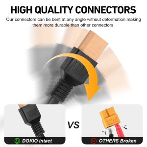 DOKIO XT60 Extension Cable 19.7 ft (6 m) for Flex Solar Panel Extension Setup with Male and Female Connectors