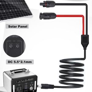 COMeap Solar Panel Adapter for Jackery, to DC 5.5x2.1mm Extension Power Cable with DC 3.5x1.35, 5.5x2.5 and 8mm Connector Compatible with MC4 Solar Panel Charger and Portable Solar Generator 5ft(1.5m)