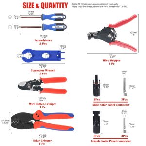 Hilitchi Solar Crimping Tools Kit, Solar Crimper for 2.5/4.0/6.0mm² Solar Panel PV Cable with Wire Cable Cutter, Stripper, Spanner and Connectors