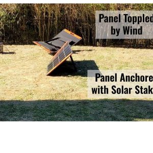 Solar Stakes - Anchor Portable Solar Panels with Seamless Add-on, Heavy Duty Strap with Hook/Loop and Elastic, 7" Aluminum Stake, Prevents Wind Tipping (Quad Kickstand Portable Solar Panel)