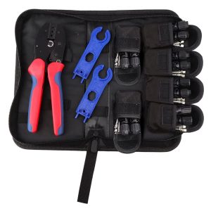 Solar Crimper Tool Kit for Solar Panel Cable Wire Contains 1PCS Solar Crimper and 6Pairs Solar connectors and 1Pair Solar Connector Spanner Wrench for Solar Installation