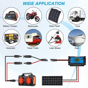 ELECTOP Solar Panel Connector Cable, 10AWG SAE Connector to Male & Female Solar Connectors PV Extension Cable Wire for RV Solar Panel DC Power Battery Charger with SAE Polarity Reverse Adapter