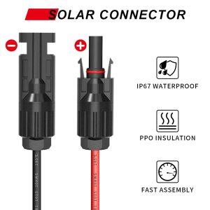 ELECTOP Solar Panel Connector Cable, 10AWG SAE Connector to Male & Female Solar Connectors PV Extension Cable Wire for RV Solar Panel DC Power Battery Charger with SAE Polarity Reverse Adapter