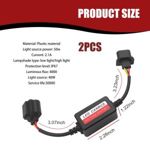 yvshy 2 PCS Car LED Light Canbus Decoder, H13/9008 High Power LED Light Decoder Driver Adaptor, Error Code Canceler, Universal Car Accessories Anti Flicker Harness (Black)