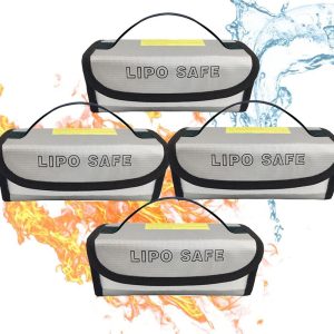 IANDAIROK 4PCS 185 * 75 * 60mm Lipo Battery Safe Bag Fireproof Charging Bag for RC Lipo Battery Pack Storage Charging Transport, Home Office Travel Lipo Safe Storage Pouch