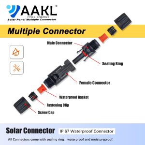 AAKL 10 Pairs Solar Panel Connector IP67 Waterproof Solar Power Cable Connectors 1000V 30A 10AWG/12AWG Male/Female Plug with 2PCS Spanners (10 Pairs)