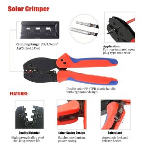 Hilitchi Solar Crimping Tools Kit, Solar Crimper for 2.5/4.0/6.0mm² Solar Panel PV Cable with Wire Cable Cutter, Stripper, Spanner and Connectors